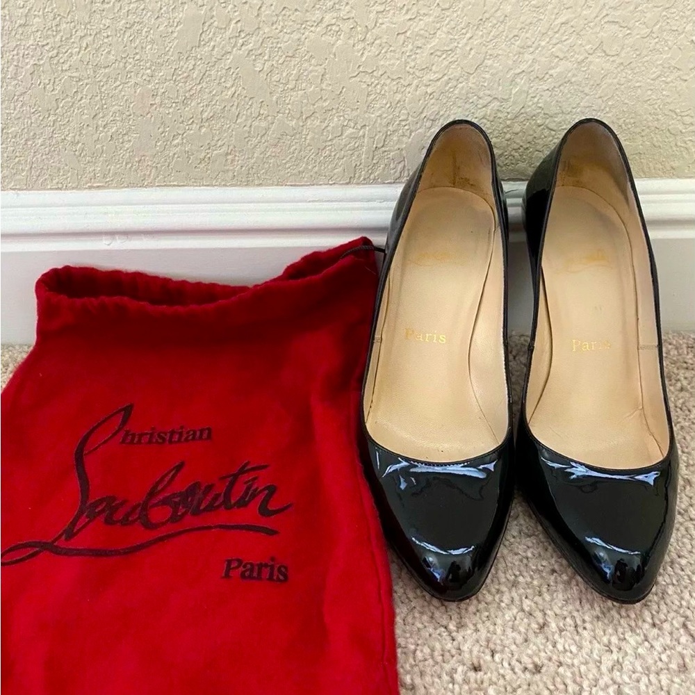 Christian Louboutin Black Pumps/Heels Decollete 868 100 Patent Calf Size 37.5